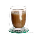 Taza de leche de vidrio de doble pared de 400 ml